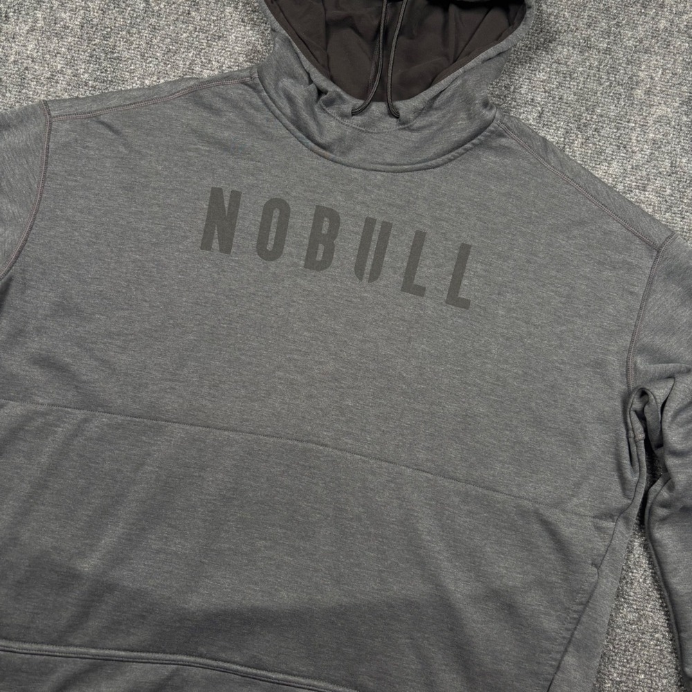 NOBULL Hoodie Mens XL Gray Heathered Graphic Pullover Sweatshirt